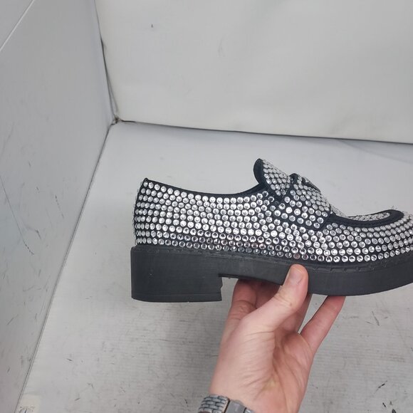 PRADA Rhinestone Embellished Black Loafer - Picture 2 of 12